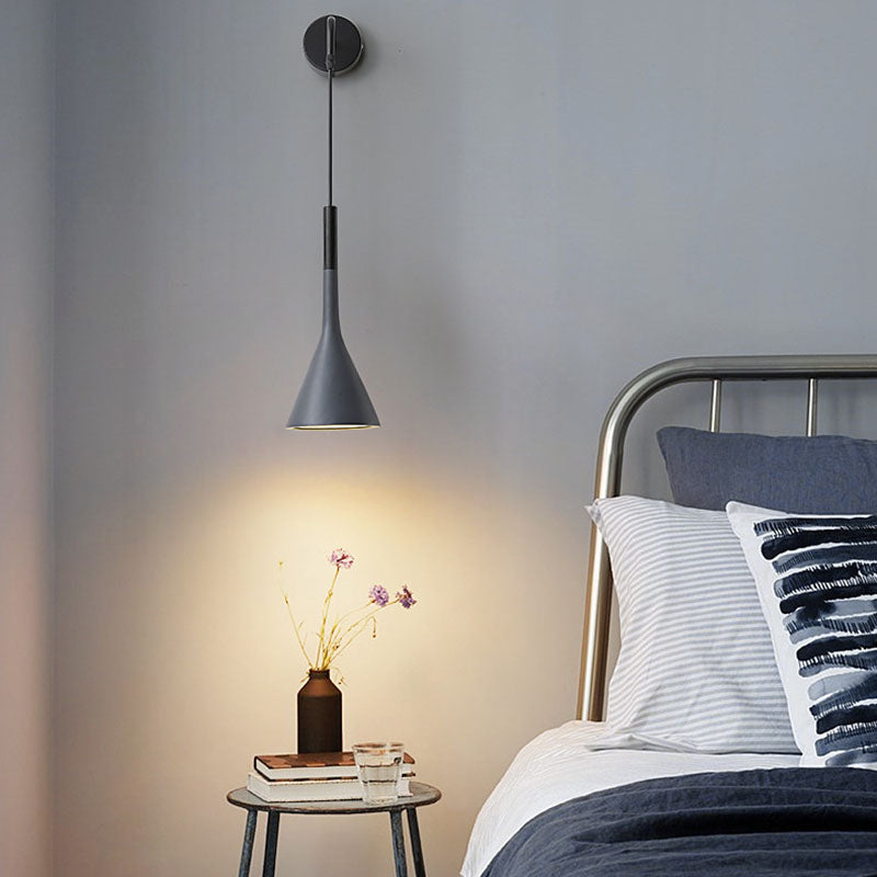 Round Cone Iron Bedroom Wall Lamp