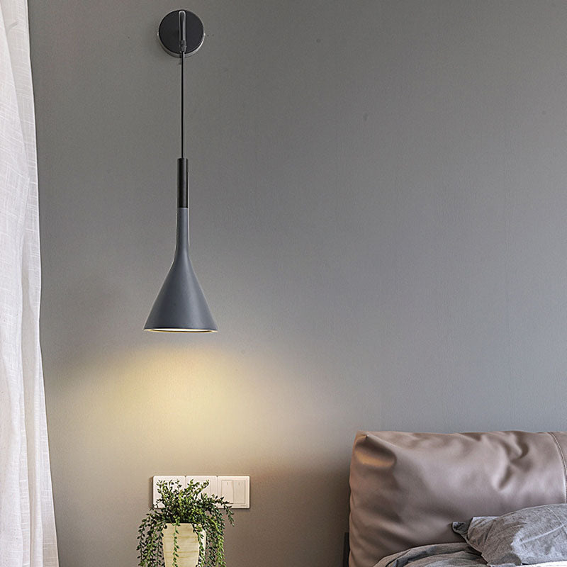 Round Cone Iron Bedroom Wall Lamp