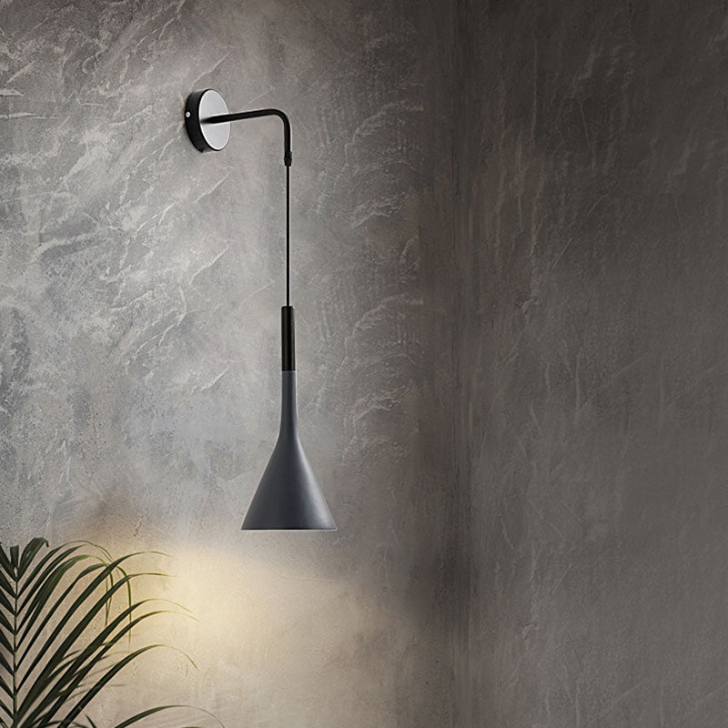 Round Cone Iron Bedroom Wall Lamp