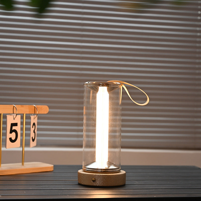 Portable Round Cylinder Iron Table Lamp
