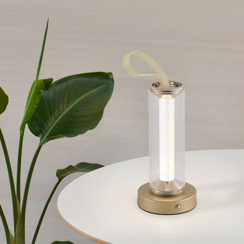 Portable Round Cylinder Iron Table Lamp