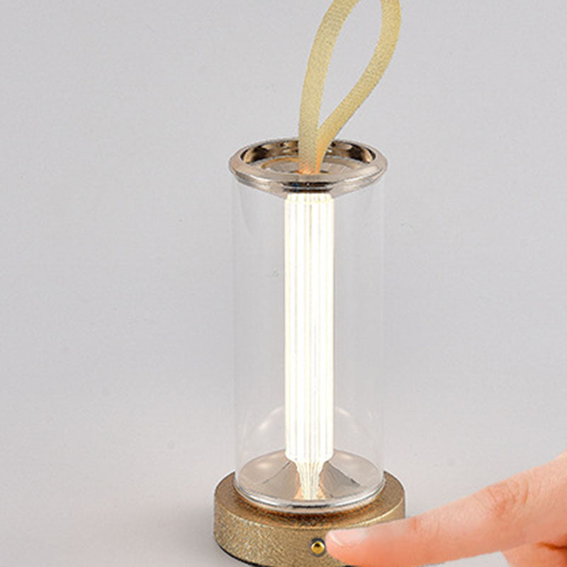 Portable Round Cylinder Iron Table Lamp