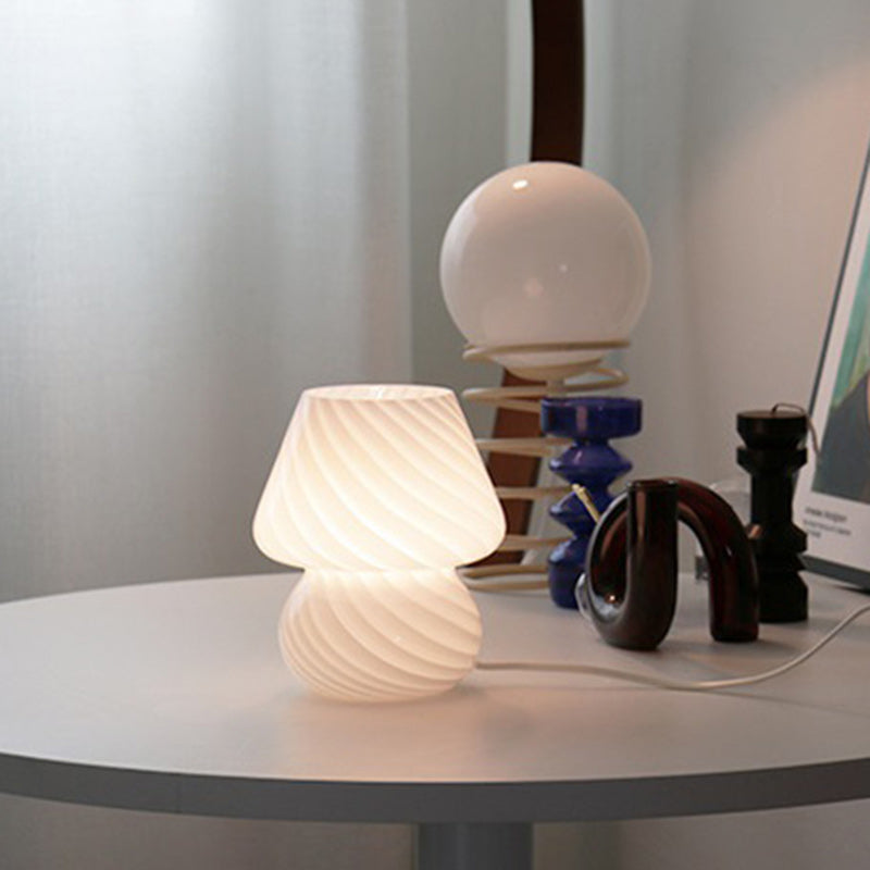 Round Glass Bedroom Table Lamp