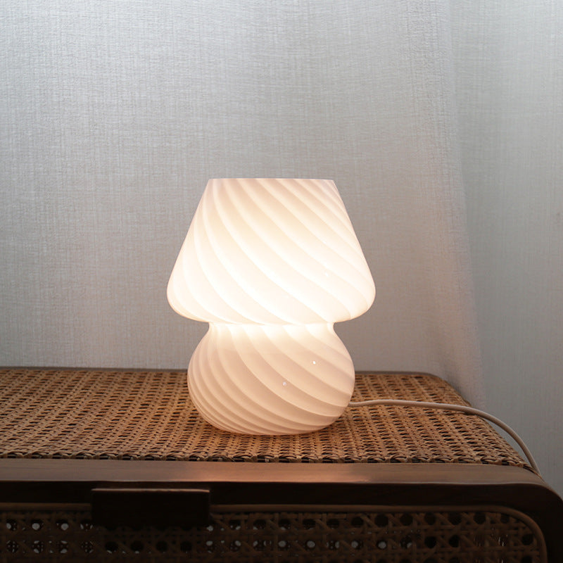 Round Glass Bedroom Table Lamp