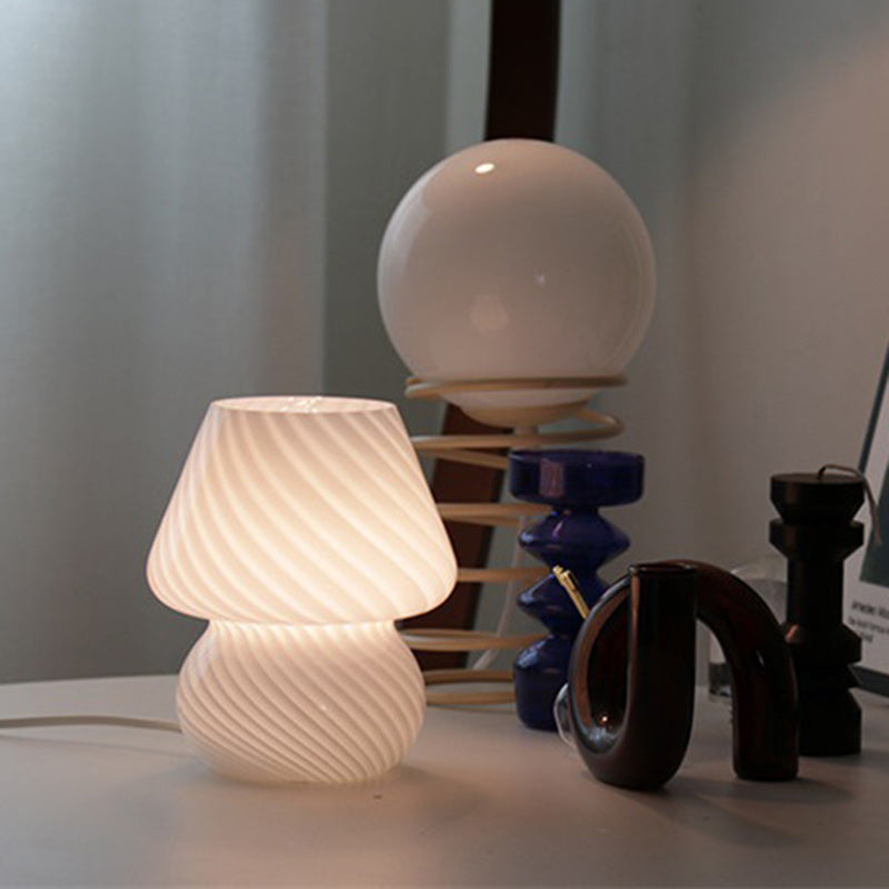 Round Glass Bedroom Table Lamp