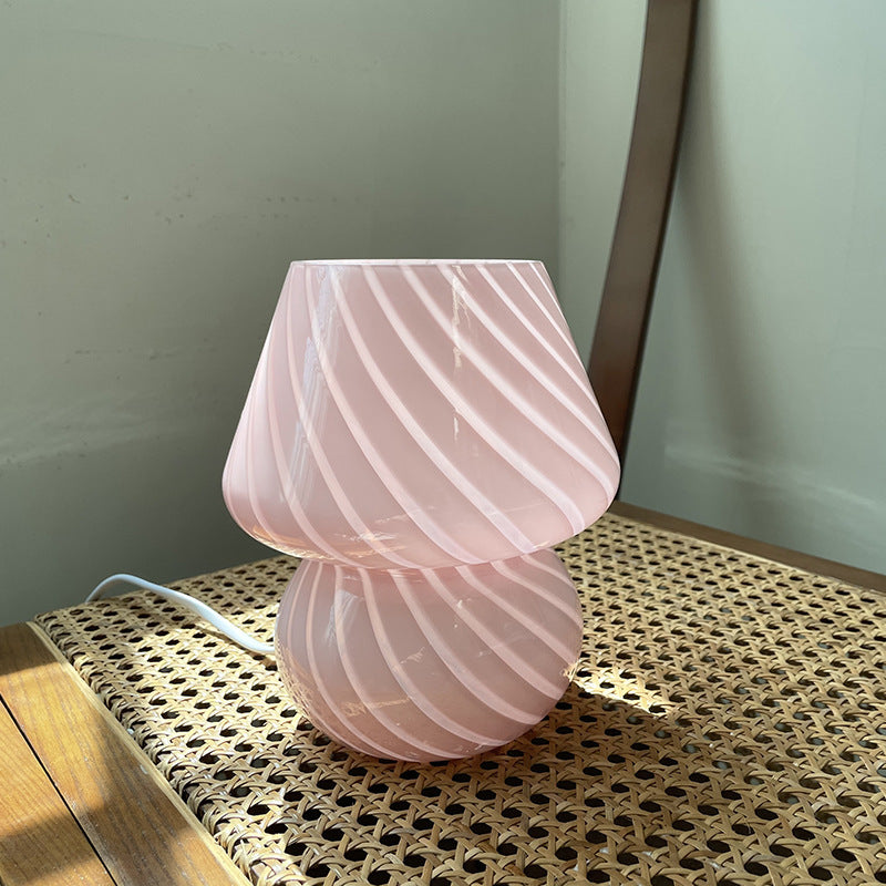Round Glass Bedroom Table Lamp