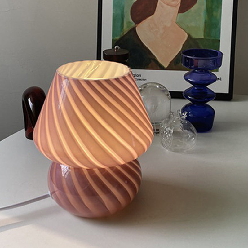 Round Glass Bedroom Table Lamp
