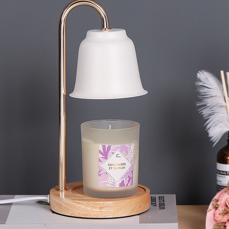 Round Cone Iron Wood Table Lamp