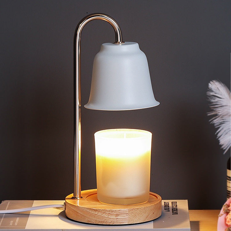 Round Cone Iron Wood Table Lamp