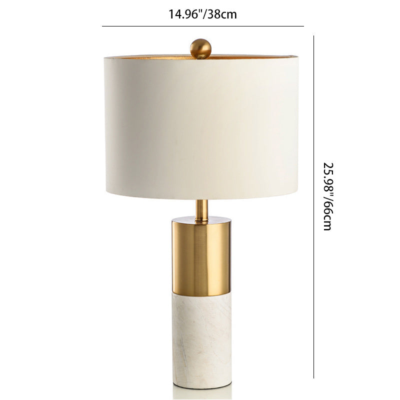 Round Cylinder Metal Marble Table Lamp