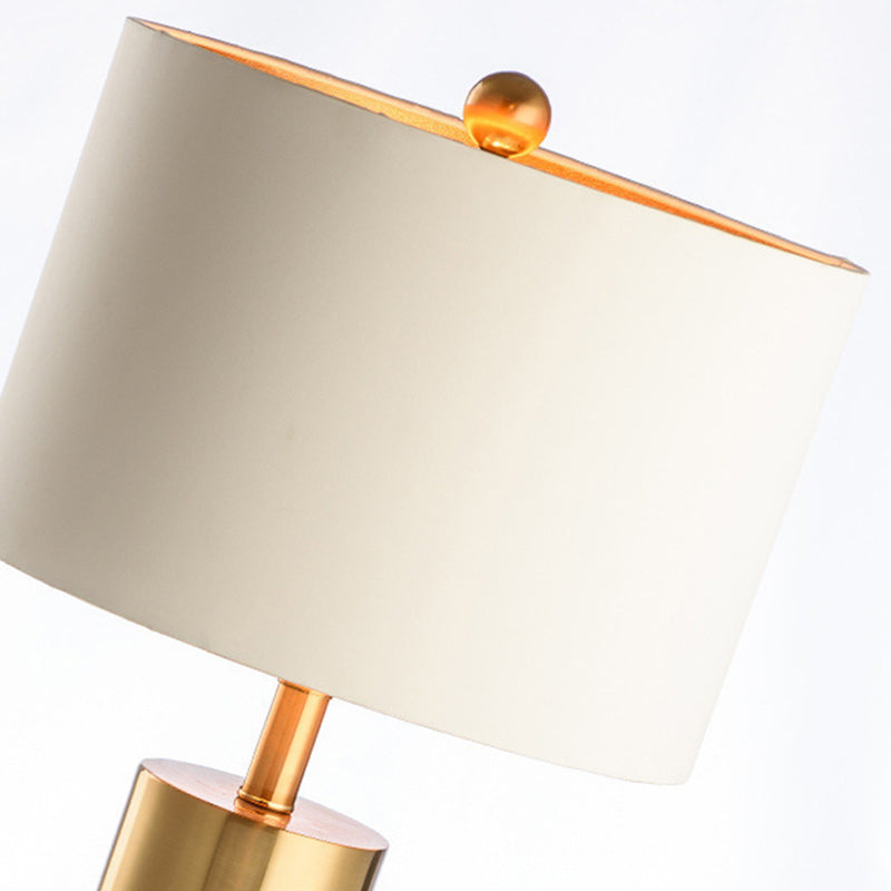 Round Cylinder Metal Marble Table Lamp