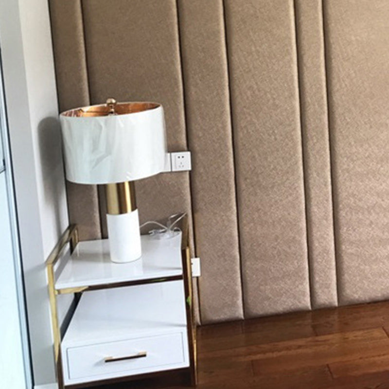 Round Cylinder Metal Marble Table Lamp