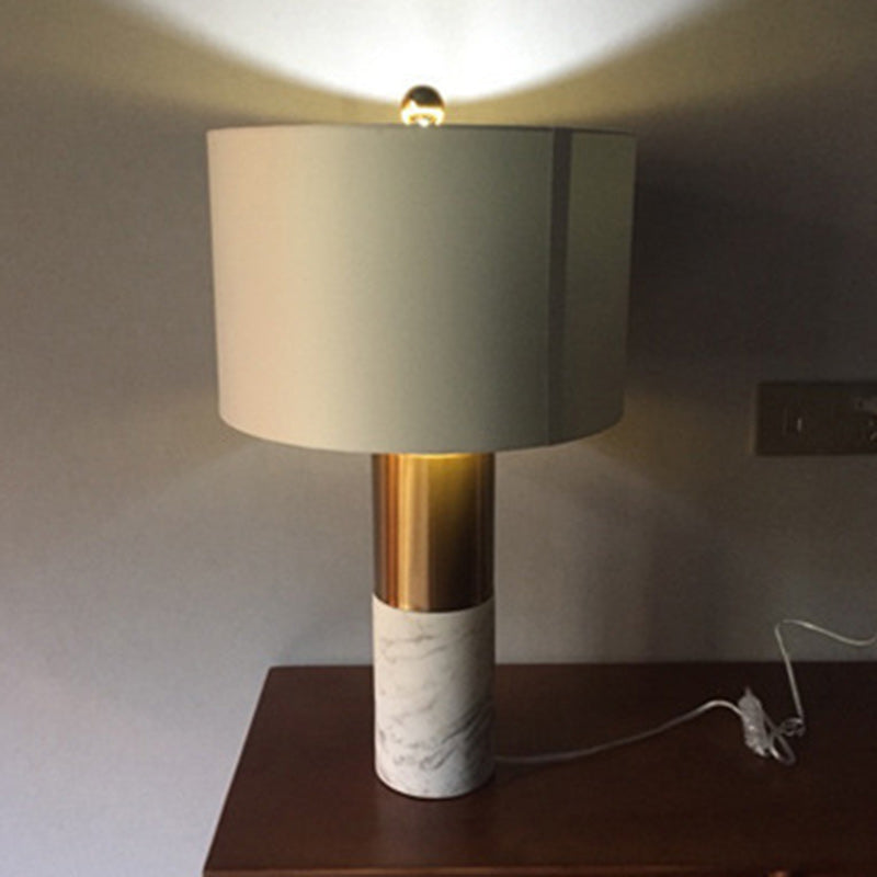Round Cylinder Metal Marble Table Lamp