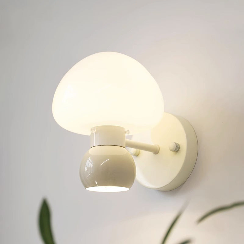Cream Mushroom Round Iron Wall Lamp
