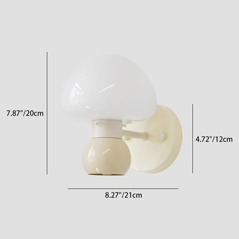 Cream Mushroom Round Iron Wall Lamp
