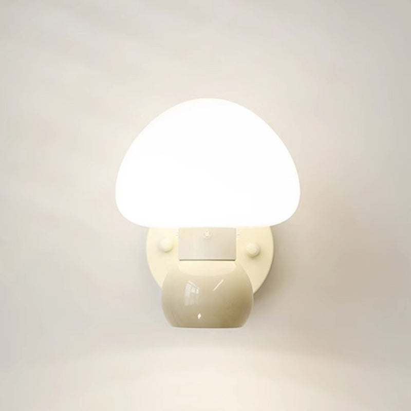 Cream Mushroom Round Iron Wall Lamp