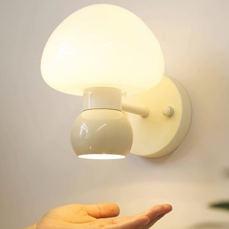 Cream Mushroom Round Iron Wall Lamp