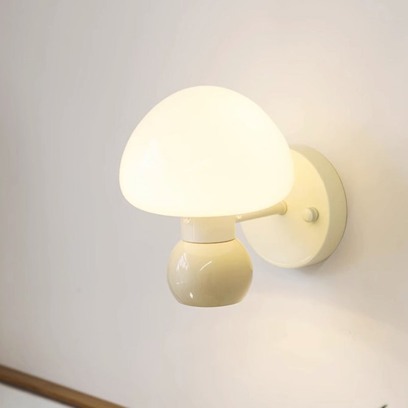 Cream Mushroom Round Iron Wall Lamp