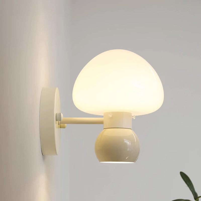 Cream Mushroom Round Iron Wall Lamp