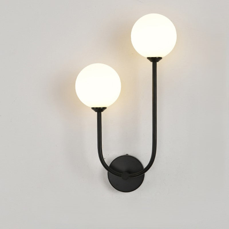 Round Orb Iron Glass 2-Light Wall Lamp