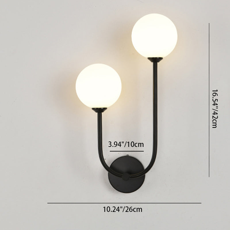 Round Orb Iron Glass 2-Light Wall Lamp