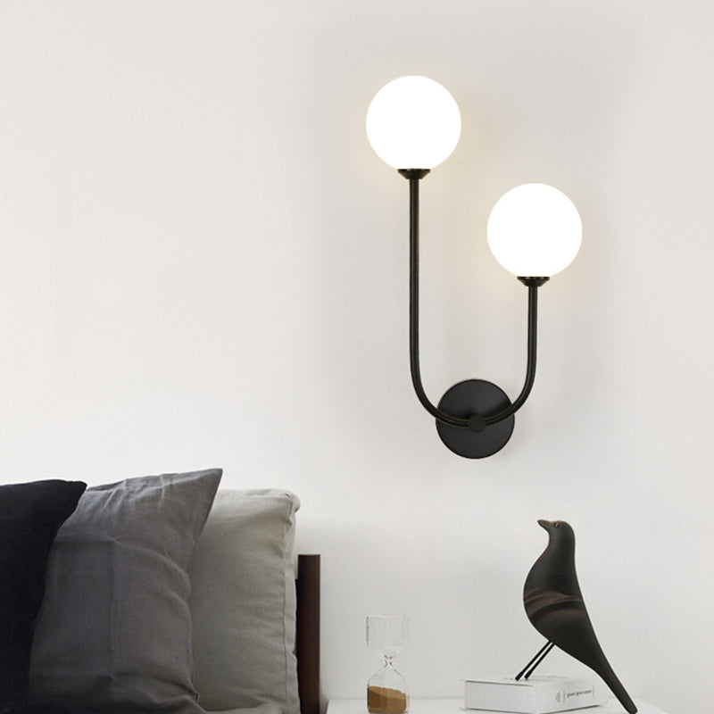 Round Orb Iron Glass 2-Light Wall Lamp