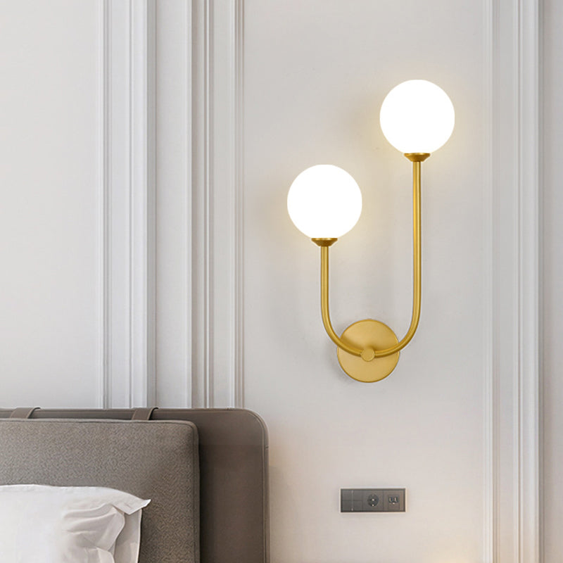 Round Orb Iron Glass 2-Light Wall Lamp