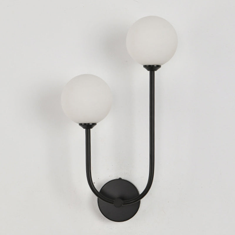 Round Orb Iron Glass 2-Light Wall Lamp
