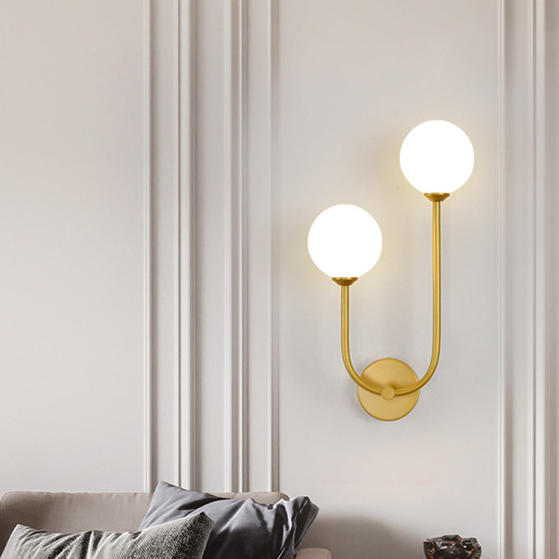 Round Orb Iron Glass 2-Light Wall Lamp