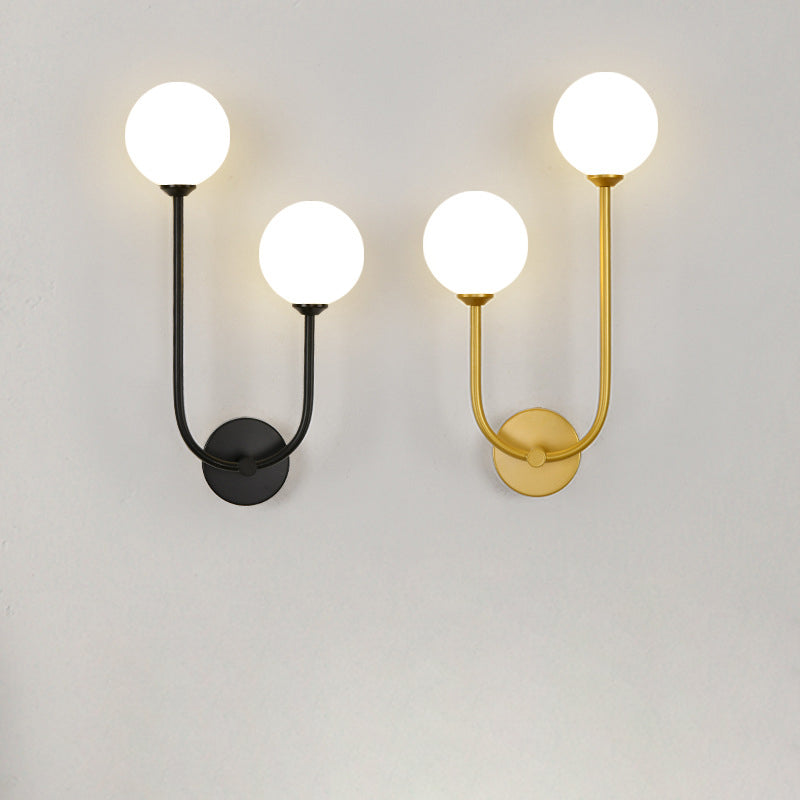 Round Orb Iron Glass 2-Light Wall Lamp