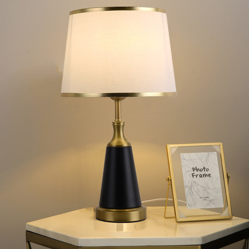 Cylinder Cone Iron Fabric Table Lamp