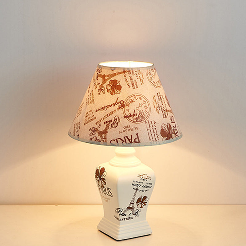 Round Cylinder Square Ceramic Table Lamp