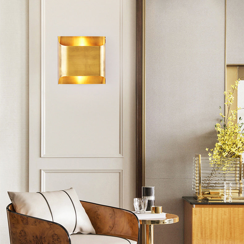 Square Copper Bedroom 2-Light Wall Lamp