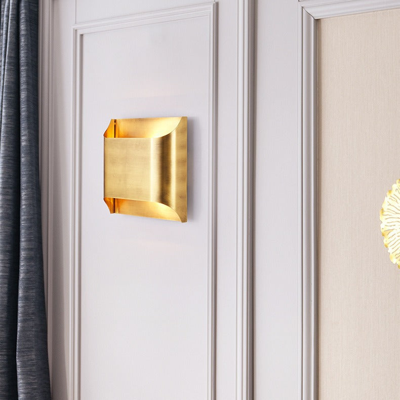 Square Copper Bedroom 2-Light Wall Lamp