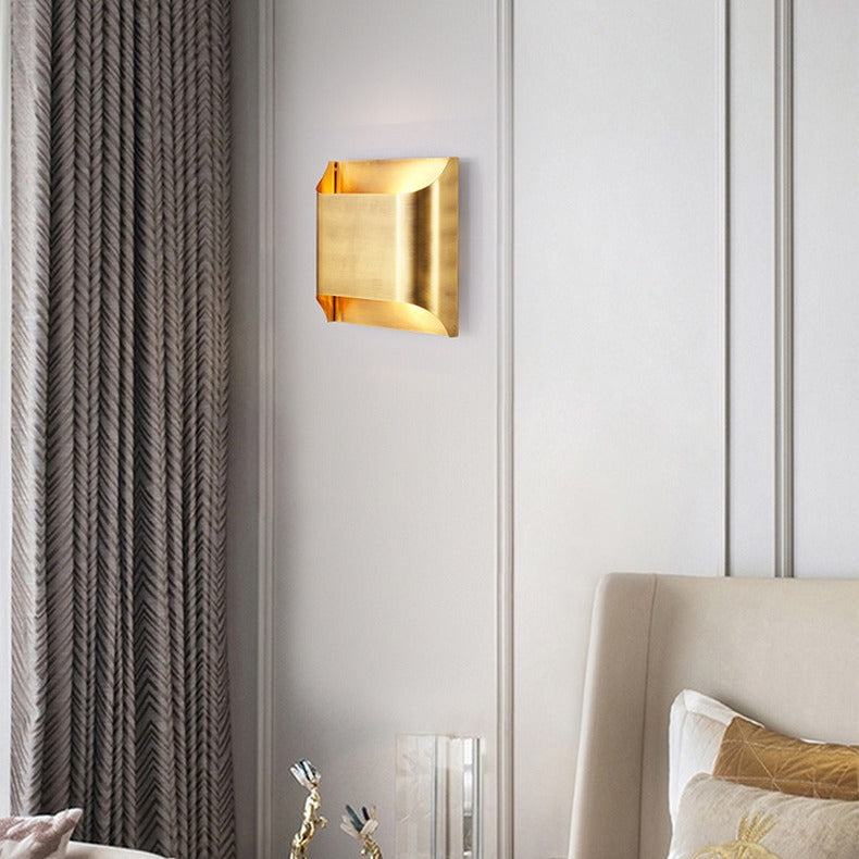 Square Copper Bedroom 2-Light Wall Lamp