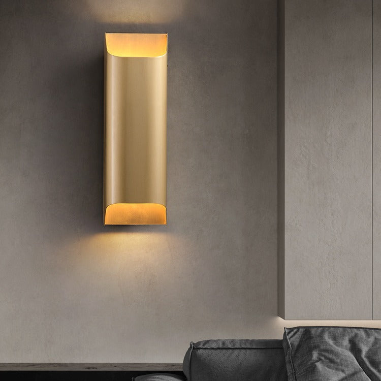 Rectangular Copper Bedroom 2-Light Wall Lamp