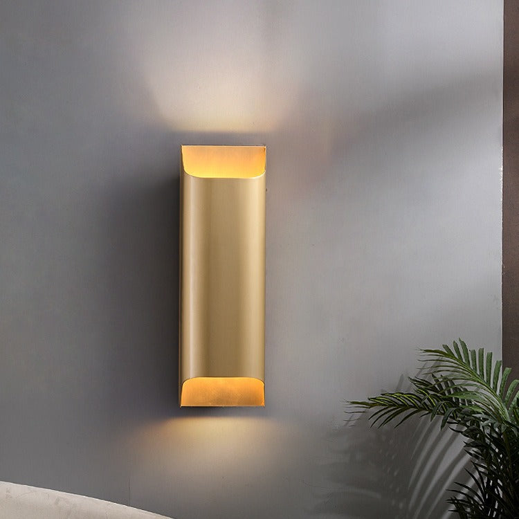Rectangular Copper Bedroom 2-Light Wall Lamp
