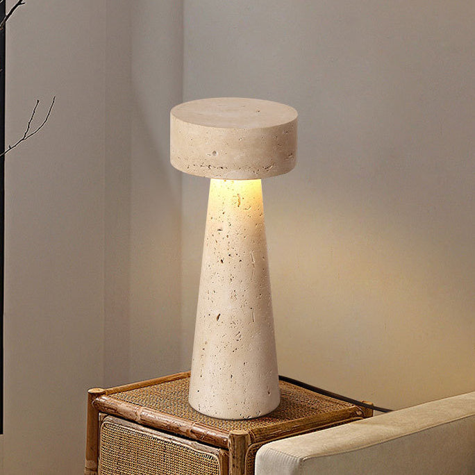 Round Cone Yellow Travertine Table Lamp