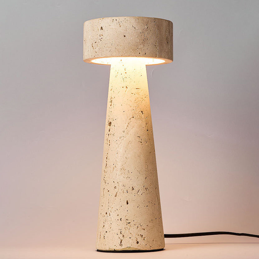 Round Cone Yellow Travertine Table Lamp