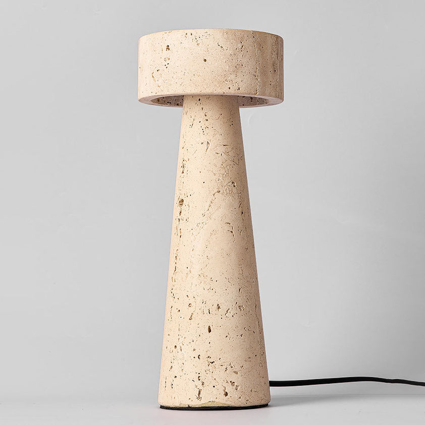 Round Cone Yellow Travertine Table Lamp