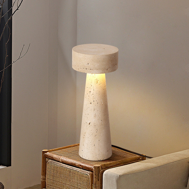 Round Cone Yellow Travertine Table Lamp
