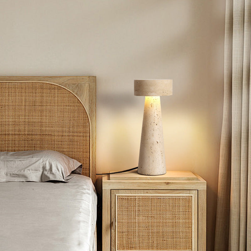 Round Cone Yellow Travertine Table Lamp
