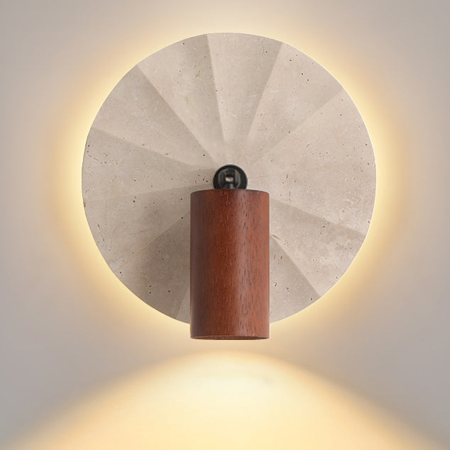 Round Cylinder Yellow Travertine Wall Lamp