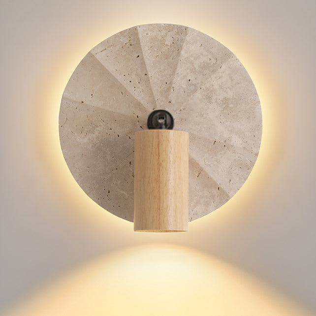 Round Cylinder Yellow Travertine Wall Lamp