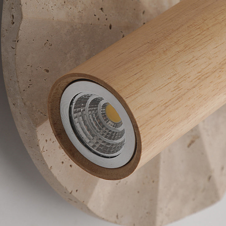 Round Cylinder Yellow Travertine Wall Lamp