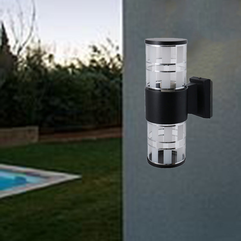Cylindrical Aluminum Glass 2-Light Outdoor Light