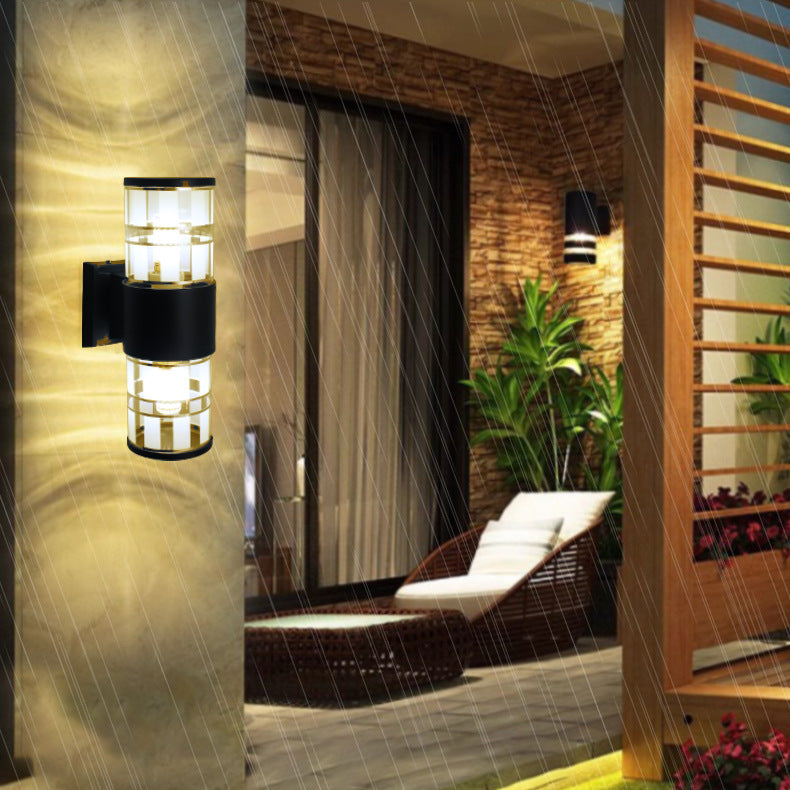 Cylindrical Aluminum Glass 2-Light Outdoor Light