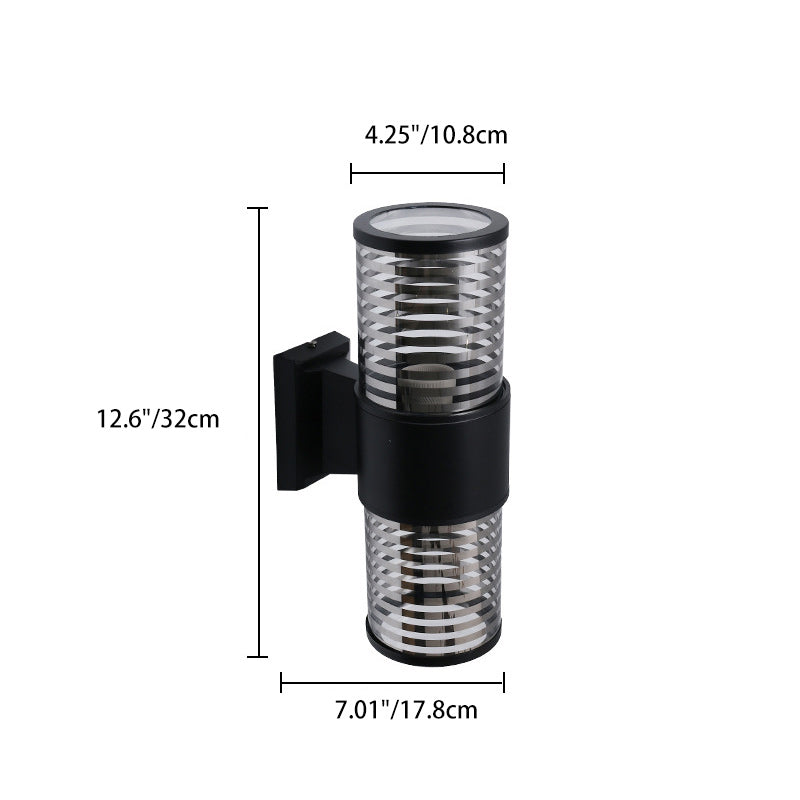 Cylindrical Aluminum Glass 2-Light Outdoor Light