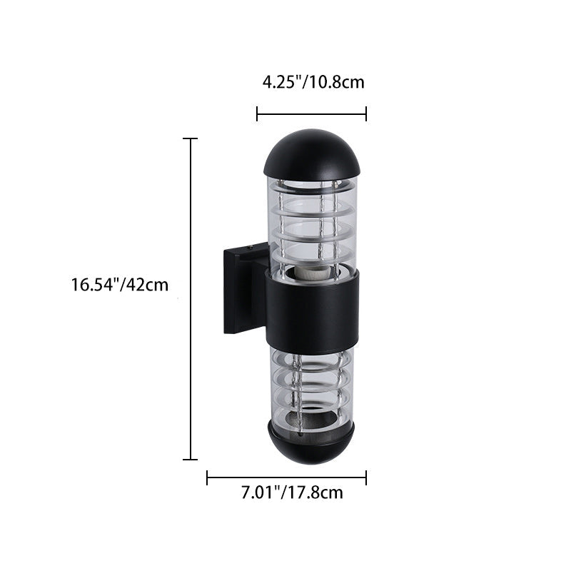 Cylindrical Aluminum Glass 2-Light Outdoor Light