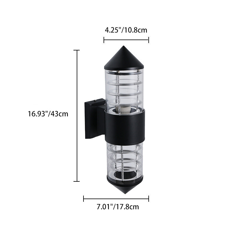 Cylindrical Aluminum Glass 2-Light Outdoor Light